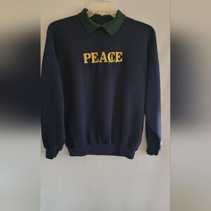 Vintage Womens Christmas Holiday Sweatshirt, "Peace" Size XL
